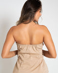 BLUSA STRAPLE BOLSILLOS BEIGE