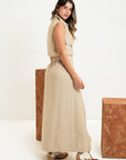 FALDA MAXI ABERTURA LATERAL CAREY BEIGE