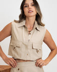 BLUSA CORTA CARGO BEIGE