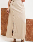 FALDA MAXI ABERTURA LATERAL CAREY BEIGE